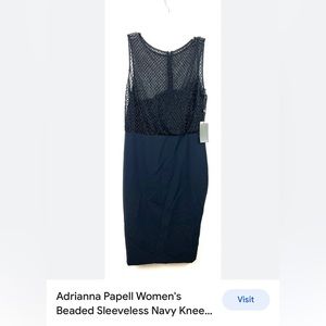 Adrianna Papell Navy Beaded Sleeveless Dress